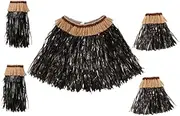 ibasenice 1 Set Hawaiian Hula Luau Hula Grass Outfit Hawaiian Party Dress Hula Skirt Tropical Party Skirt Hawaiian Party Photo Prop Grass Skirts for Party Prop Cloth Black