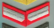 German WW1 M-15 Collar Tabs silver on Red wool repro