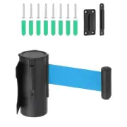 9.84 Feet Wall Mount Retractable Belt Barrier,Black/Light Blue
