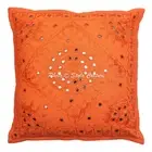 Decorative Cotton Large Couch Pillows Orange Embroidery Mirror Cushion Cover