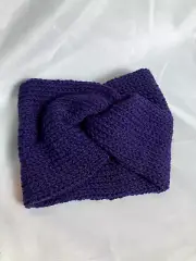 Handmade Navy Blue Knitted Acrylic Woman's Headwrap