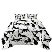 Black and White Cat Silhouettes Coverlet