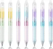 BAYTORY 7 Pcs Erasable Gel Pens, Gradient Pen Barrel Rub Out Pens with Eraser, Smooth Writing Pen for Journaling Note Drawing（Black Ink）