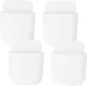 4pcs Remote Control Storage Box Holder Controller Stand Remote Control Organizer Mount Universal Remote Wall Adhesive Cell Phone Charging Stand Phone Charging Bracket White Abs