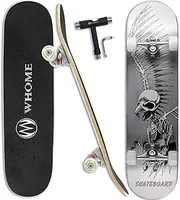 WHOME 31 Inch Double Kick Concave Skateboard Complete Maple Deck PU Wheels ABEC-9 Bearings for Youths Adults Kids Includes T-Tool