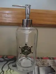 NWT Glass HALLOWEEN Spider Web Bath Soap Lotion Pump Dispenser
