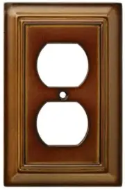 Hampton Bay - Architectural Wood - Decorative Single Duplex Outlet Cover - Saddl