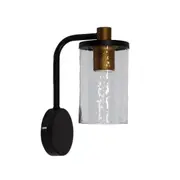 Ramon Patterned Glass Black Wall Light