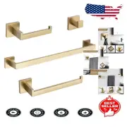 Stylish Brushed Gold Towel Rack Set - Includes Toilet Paper Holder & Robe Hook
