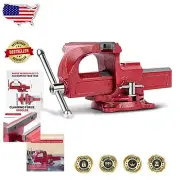 6-Inch Ductile Iron Bench Vise with Anvil & 120-Degree Swivel Base