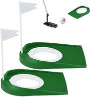 joaoxoko Putting Green Indoor Set, 2 Pack Golf Putting Cup with Flag Golf Putting Practice Training Aids Indoor Outdoor Golf Putting Hole Putter Regulation Cup for Office Practice