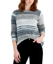 MSRP $50 Style & Co Petite Space-Dyed Sweater Gray Size Petite Medium