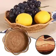 Rattan Round Fruit Baskets Wicker Storage Bowls Natural Woven Serving Basket