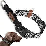ANDA Martingale Collar for Dogs, Double-Layered Composite Material with Buckle,No-Pull Training Collar for Easy Control with no Choking (Chevron Black, Medium)