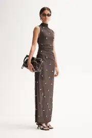 Elara Maxi Dress Chocolate Size 10 | Elka Collective