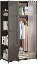 Portable Wardrobe Rack,Portable Canvas Wardrobe with Hanging Rail and Shelves Fabric Closet Storage Organizer for Bedroom Black 70x40x162cm