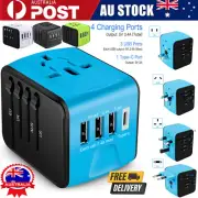 3.4A Universal International Travel Plug 4 USB Power Adapter Type C Worldwide OZ