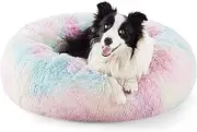 STORMHERO Calming Dog Bed, Cat Bed Fluffy Warming Cozy Soft, Pet Bed for Small Medium Dogs and Cats, Rainbow