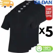 Gildan Black T shirt 5 Packs High Quality 100% Cotton Plain Blank Basic for Men