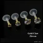 New Design 16g 316l Steel&PTFE Round Zircon CZ Labret Lip Bar Ring Piercing Ea