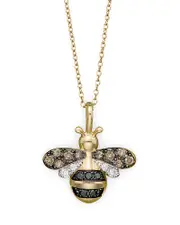 Diamond Bumble Bee Pendant Set in 14K Yellow Gold
