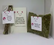 Organic Catnip Valerian Root and 2 Silvervine Matabi Cat Sticks Play Set Kittens