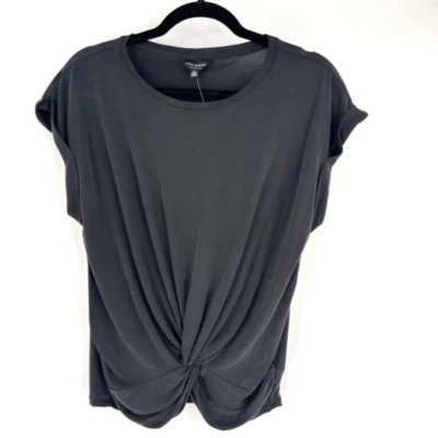 NWT Lucky Brand Women's Twist Front Cap Sleeve Top Charcoal Gray Size Small