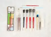 Vintage Marx Sable Paint Brushes Finest Red Camox Glaze 15 Count Variety Gretel
