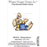 Whipper Snapper Cling Stamp 4"X6" Waving Bunny S-1, NEW