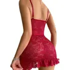 Lingerie Sexy Crotchless Nightdress Hollow Bra Panties Set Erotic Lace Underwear