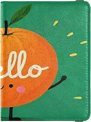 [Amooorous] Hello Cartoon Cute Orange Orange Leather decorative Passport Holder Cover Wallet Vaccine Case Protector Cover Cute Passport Book Ultra Slim, Hello Cartoon cute orange orange, 1 size