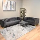 Walton Velvet Fabric Sofa Set Steel Legs High Density Cushion Couch