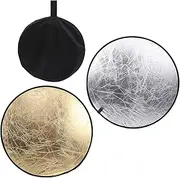 80cm 2 in 1 Gold Silver Photography Lighting Reflector, Portable Foldable with Carrying Bag, Stainless Steel, for Indoor Outdoor Portrait Fill Light