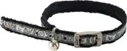 Reflective Pin Buckle Cat Collar Black Small with Safety Elastic 11mm Black