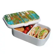 Lunch Box Food Container Snack Picnic Authentic Wood Strap Cutlery Forest