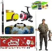 Fishing Rod and Reel Combo Fishing Rod Kit | Travel Fishing Tool Set, Telescopic Fishing Rod Kit with Storage Bag, Lightweight Fishing Gear for Beginners, Fishing Enthusiasts
