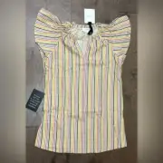 Tuckernuck Pomander Place Women's Flutter Sleeve Rainbow Stripe Dress, Small