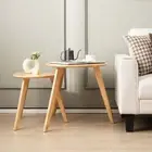 NNECW 2-Piece Wood Triangle Nesting End Table Set for Living Room