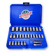 30 Piece Extraction Socket Tool Set | Made in USA Steel | ¼” and &#85