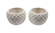 Set Of 2 O Yeah Gifts Cement White Pineapple Patterned Succulent Pots