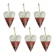 6x LVD Gold Bow Christmas Heart Metal/Beads Hanging Ornament Festive Decor 11cm