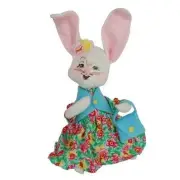 EASTER PARADE GIRL BUNNY 6" Annalee Poseable Figure Holiday Decor 2014