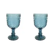 2x LVD Stemmed 16cm Red Wine Glass Party Glassware Cup Goblet Barware Smoke Blue