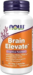 NOW Supplements, Brain Elevate™, Featuring Ginkgo Biloba, RoseOx® and Phosphatidyl Serine, 60 Veg Capsules