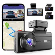 AZDOME M580 5K Car Dash Cam 3 Lens Night Vision Free 64G Card Built In 4 Inch Screen G-Sensor Parking 2.4/5G WIFI GPS Em