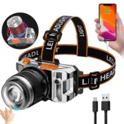 1200000LM LED Headlamps USB Rechargeable Super Bright Zoom Head Torch Headlights