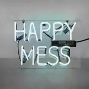 Happy Mess White Acrylic 14"x10" Neon Light Sign Lamp Bedroom Room Wall Decor