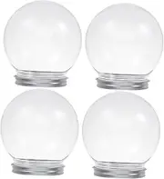 TOGEVAL 4PCS Clear Plastic Water Globes for DIY Crafts Empty Snow Globe Kits for Christmas Decorations Easy to Use and Clean for Creative Projects and Holiday Crafts