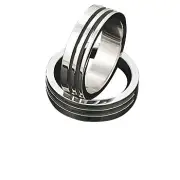Men's 316L Stainless Steel 2 row cut-out flat Ring
