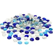3 Lb (300PCS) Flat Glass Marbles Blue, Clear Mixed Color Glass Gems Pebbles S...